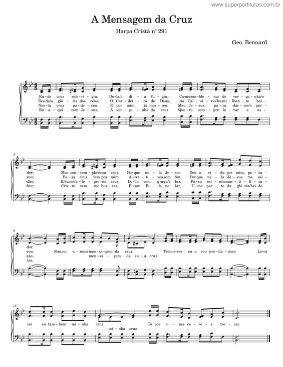 Partitura da música A Mensagem Da Cruz – Rev. Geo. Bennard v.2