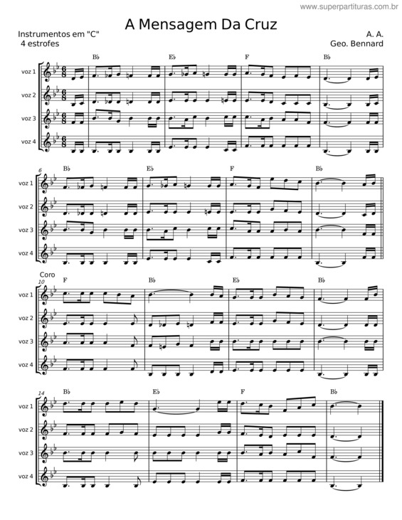 Partitura da música A Mensagem Da Cruz – System Of A Down