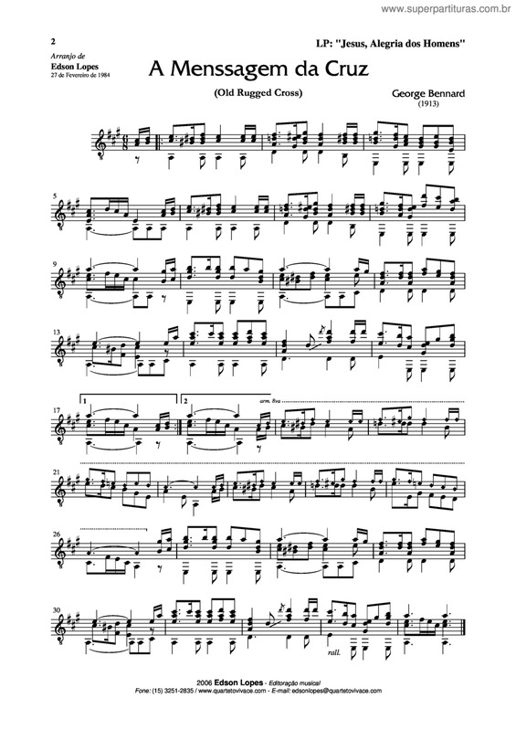 Partitura da música A Mensagem da Cruz v.3