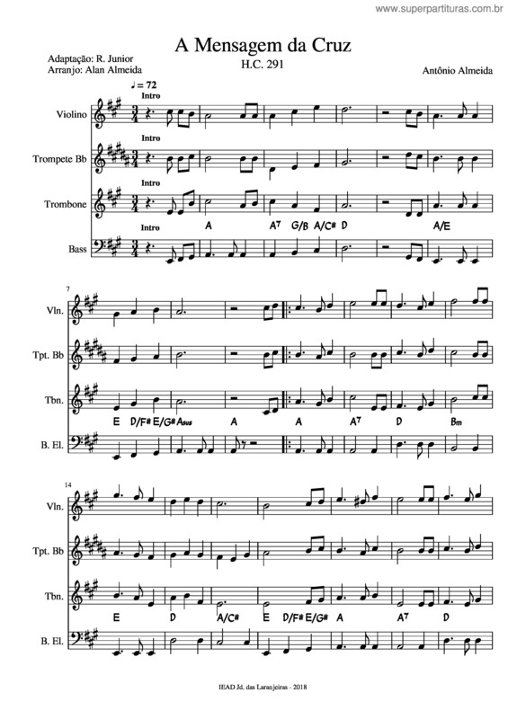 Partitura da música A Mensagem Da Cruz v.7