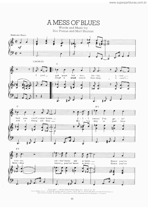 Partitura da música A mess of blues v.2