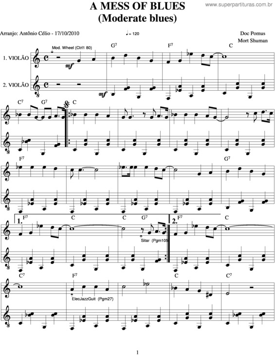 Partitura da música A Mess Of Blues v.3