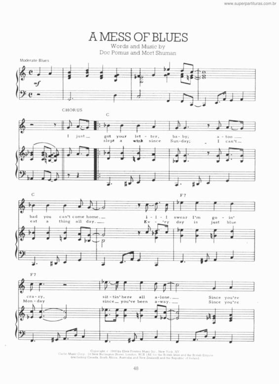 Partitura da música A Mess Of Blues v.4