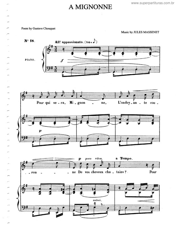 Partitura da música À Mignonne