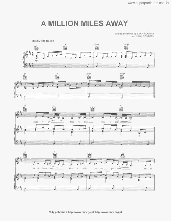 Partitura da música A Million Miles Away