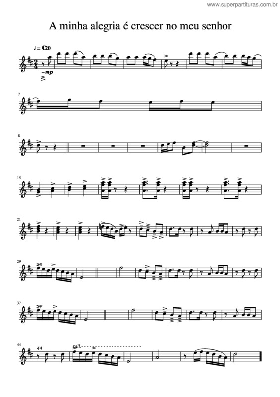 Partitura da música A Minha Alegria É Crescer No Meu Senhor