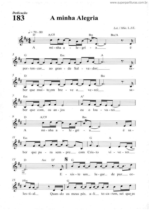 Partitura da música A Minha Alegria