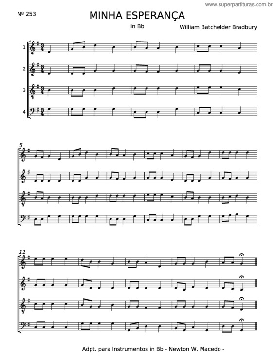 Partitura da música A Minha Esperança – William Batchelder Bradbury