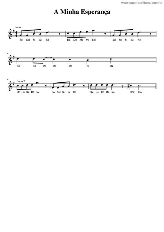 Partitura da música A Minha Esperança v.2