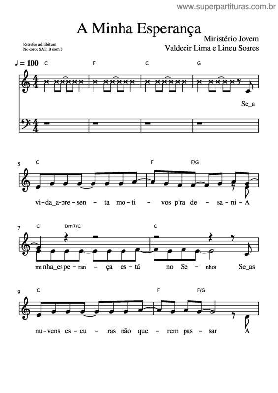 Partitura da música A Minha Esperança