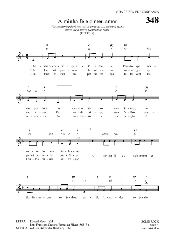 Partitura da música A Minha Fé E O Meu Amor