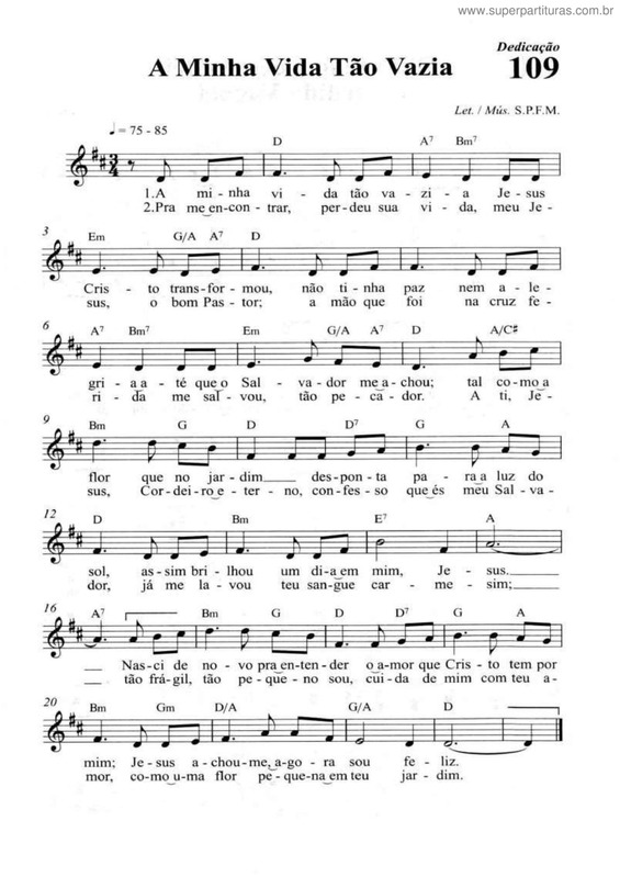 Partitura da música A Minha Vida Tão Vazia