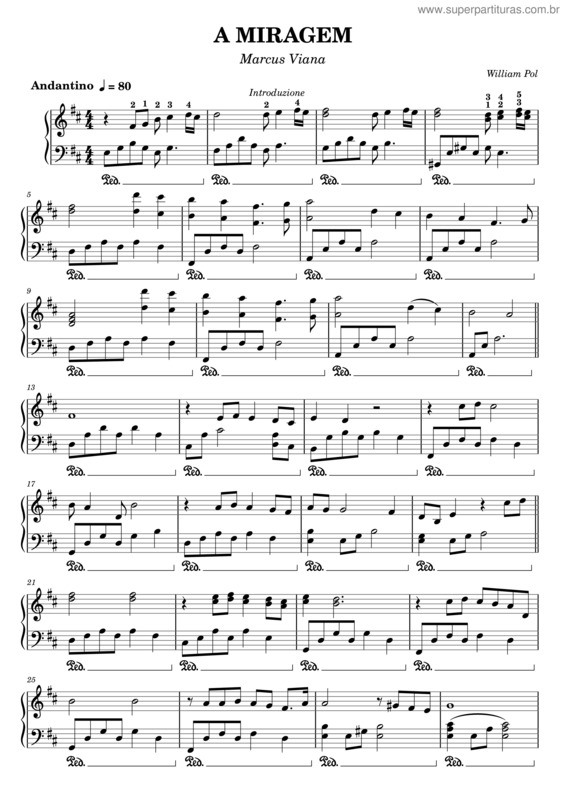 Partitura da música A Miragem – Novela O Clone – Marcus Viana – Michael Bolton