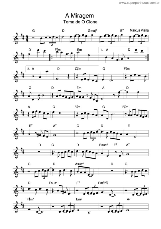 Partitura da música A Miragem v.2