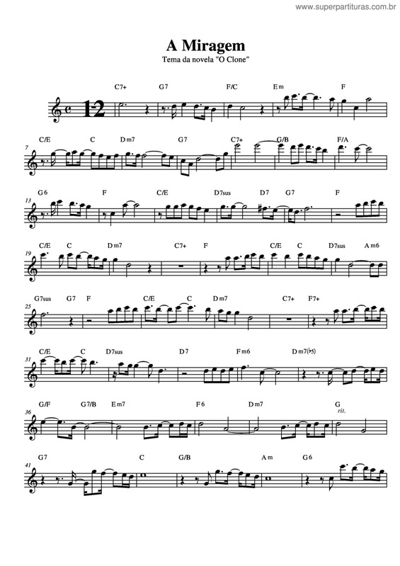 Partitura da música A Miragem v.3