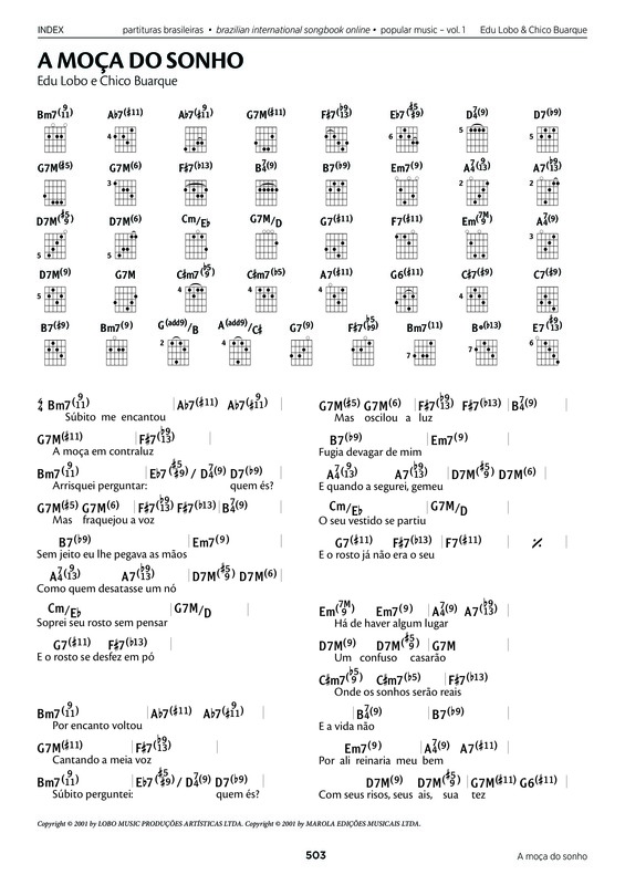 Partitura da música A Moça do Sonho