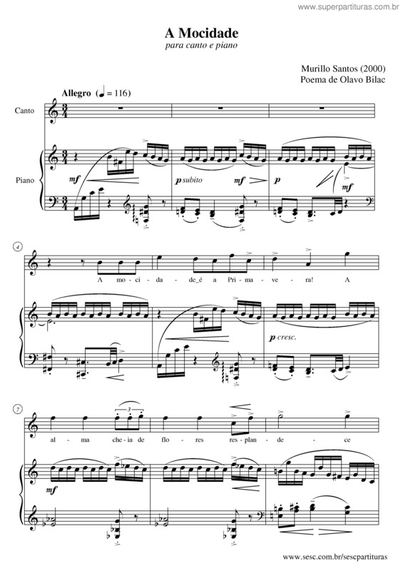 Partitura da música A Mocidade