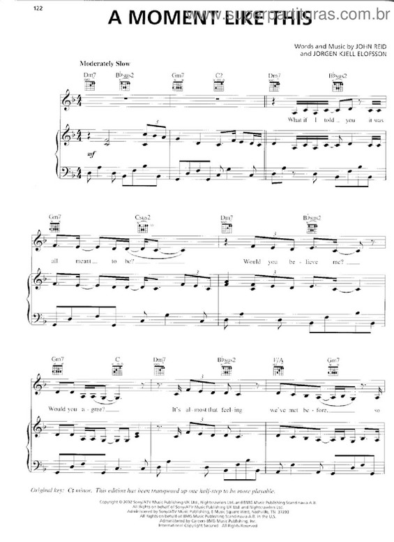 Partitura da música A Moment Like This v.2