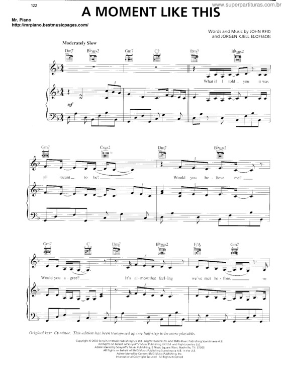 Partitura da música A Moment Like This