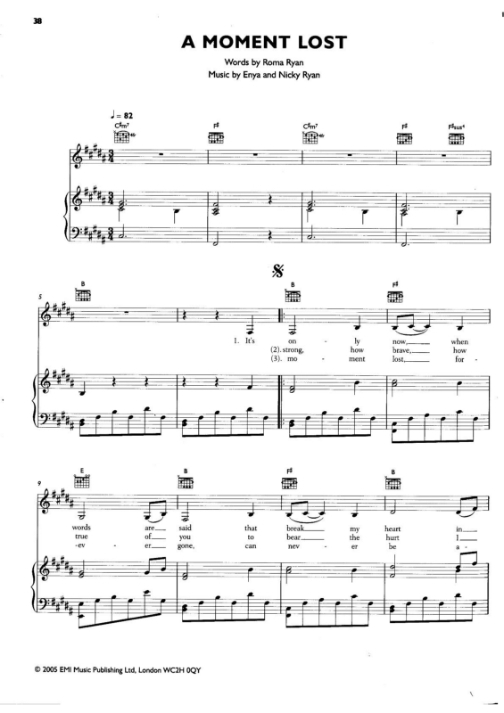 Partitura da música A Moment Lost