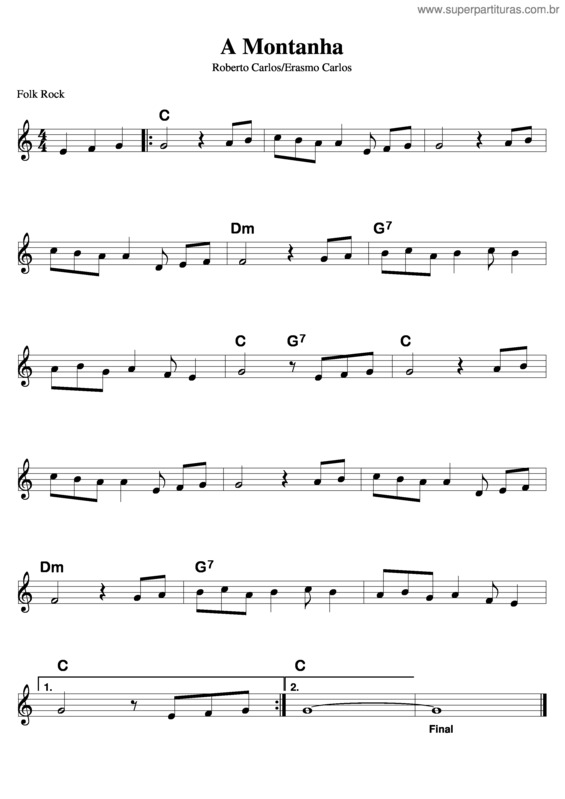 Partitura da música A Montanha v.2