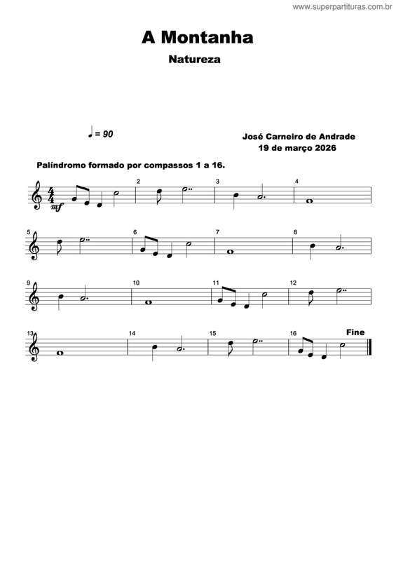 Partitura da música A Montanha v.3