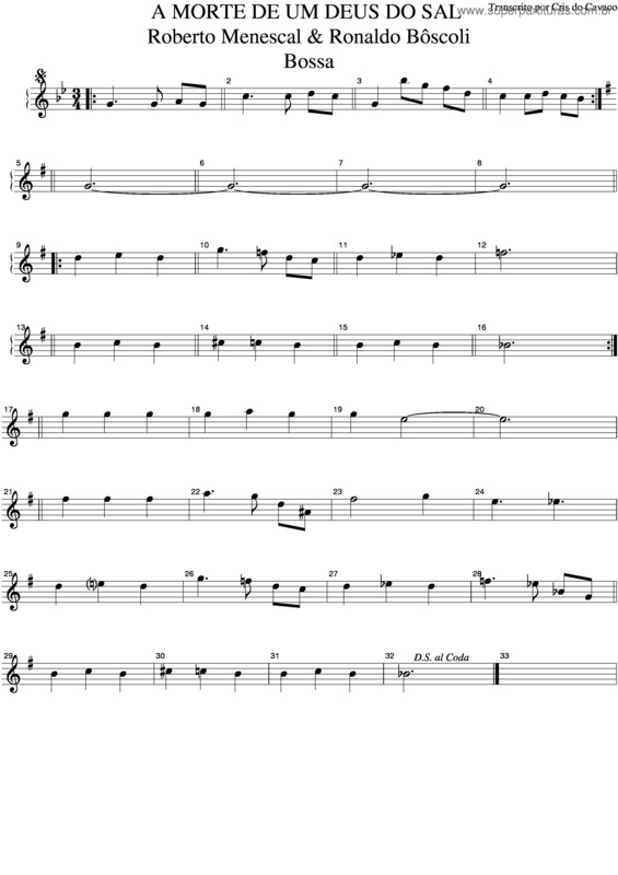 Partitura da música A Morte De Um Deus Do Sal