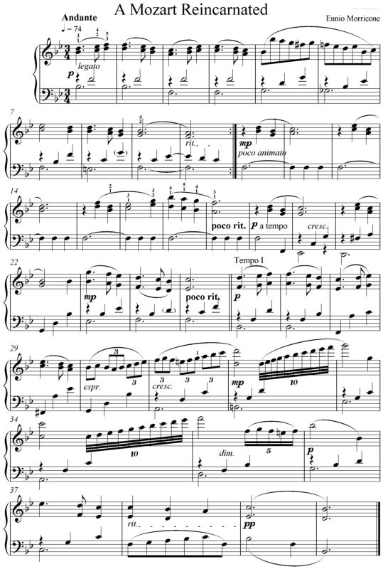 Partitura da música A Mozart Reincarnated
