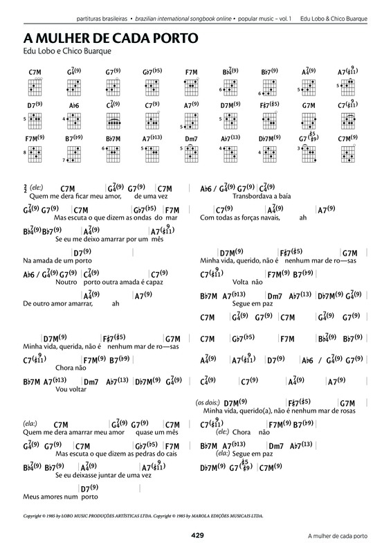 Partitura da música A Mulher de Cada Porto v.2