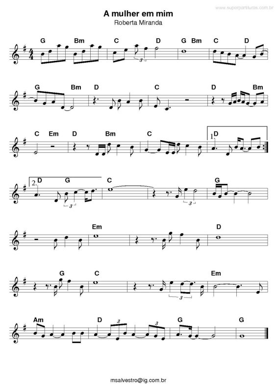 Partitura da música A mulher em mim v.2