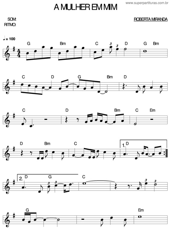 Partitura da música A Mulher Em Mim v.3