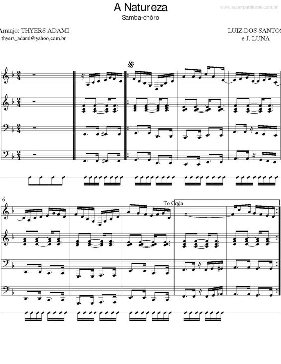 Partitura da música A Natureza v.2