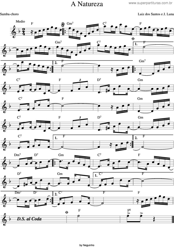 Partitura da música A Natureza v.3