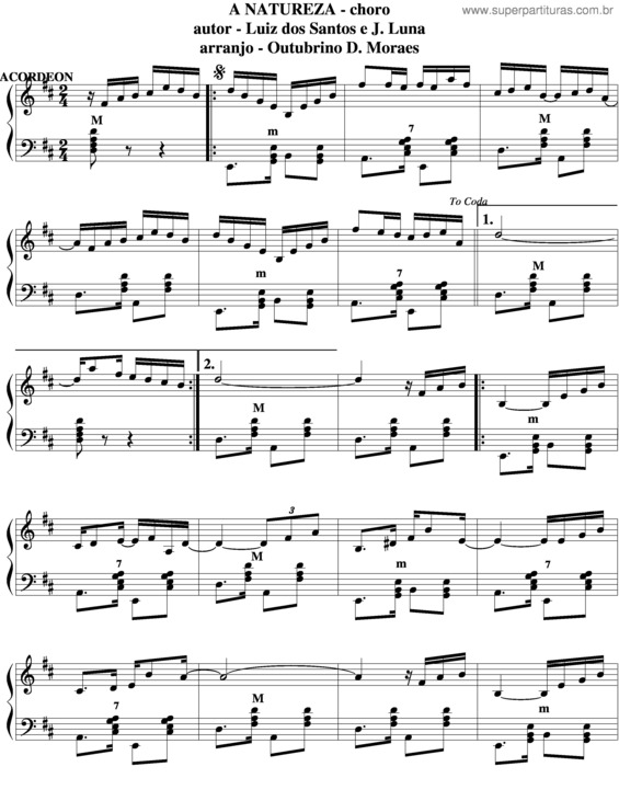 Partitura da música A Natureza v.8