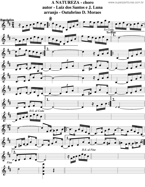 Partitura da música A Natureza v.9