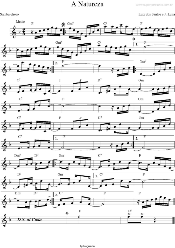 Partitura da música A Natureza