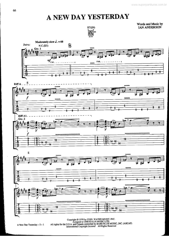 Partitura da música A New Day Yesterday