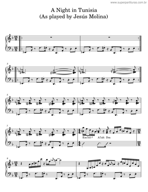 Partitura da música A Night In Tunisia – Jesús Molina