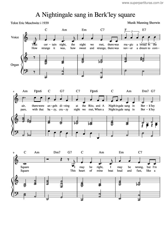 Partitura da música A Nightingale Sang In Berk Ley Square