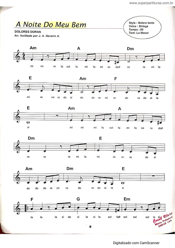 Partitura da música A Noite Do Meu Bem v.10