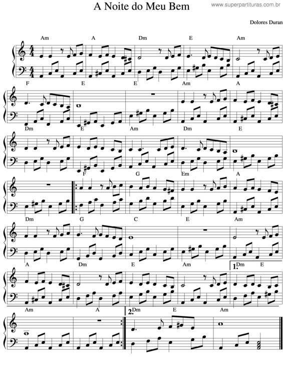 Partitura da música A Noite Do Meu Bem v.2