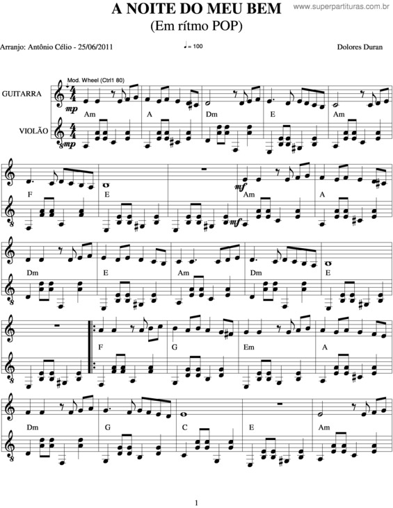 Partitura da música A Noite Do Meu Bem v.5