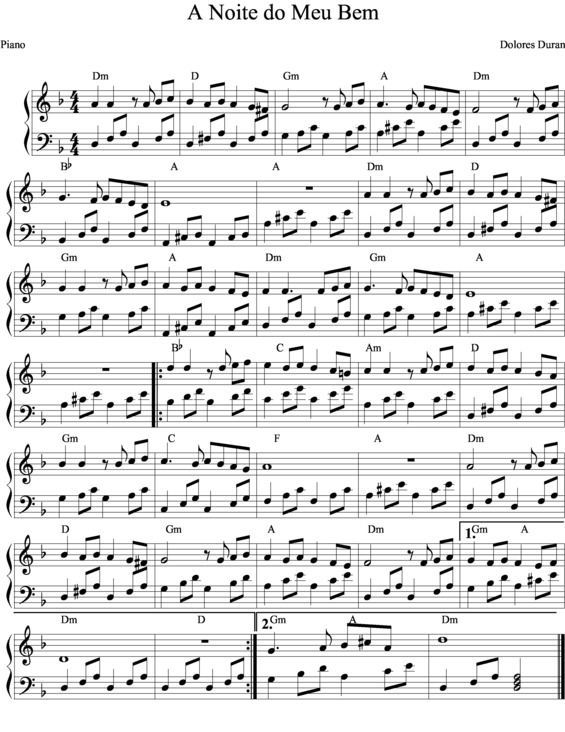 Partitura da música A Noite do Meu Bem v.8