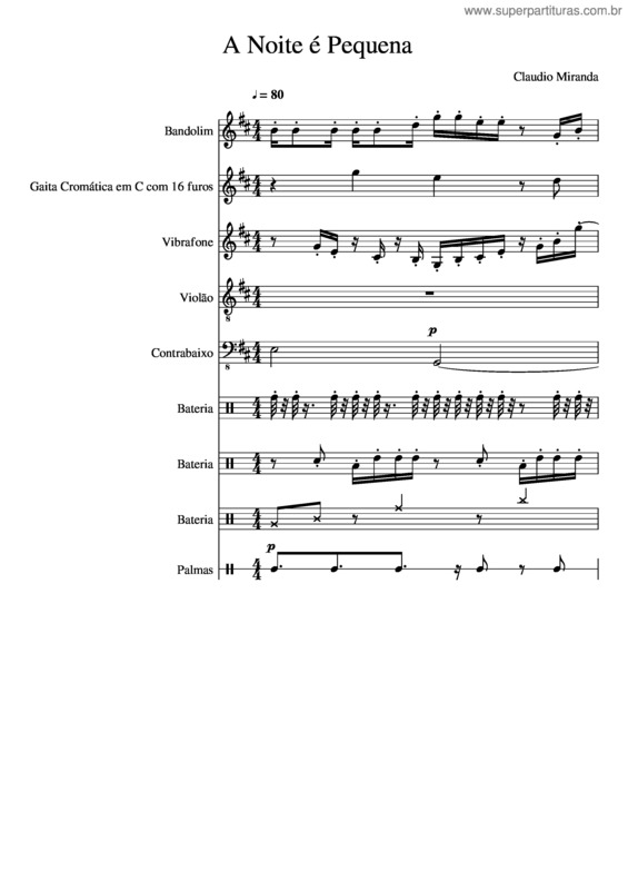 Partitura da música A Noite É Pequena