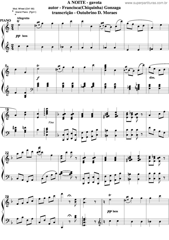 Partitura da música A Noite