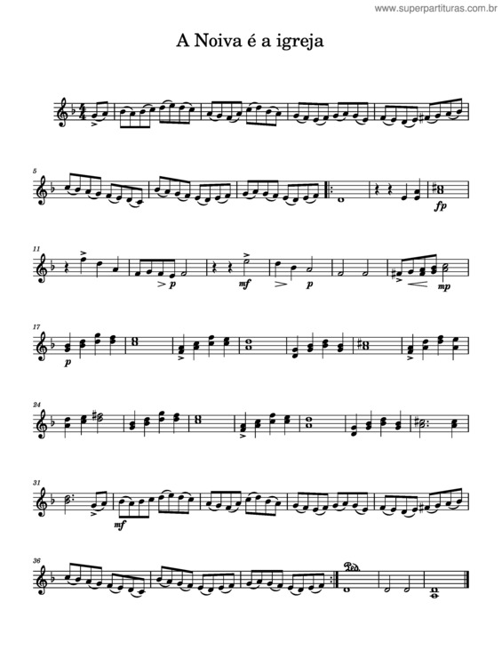 Partitura da música A Noiva É A Igreja Violinos