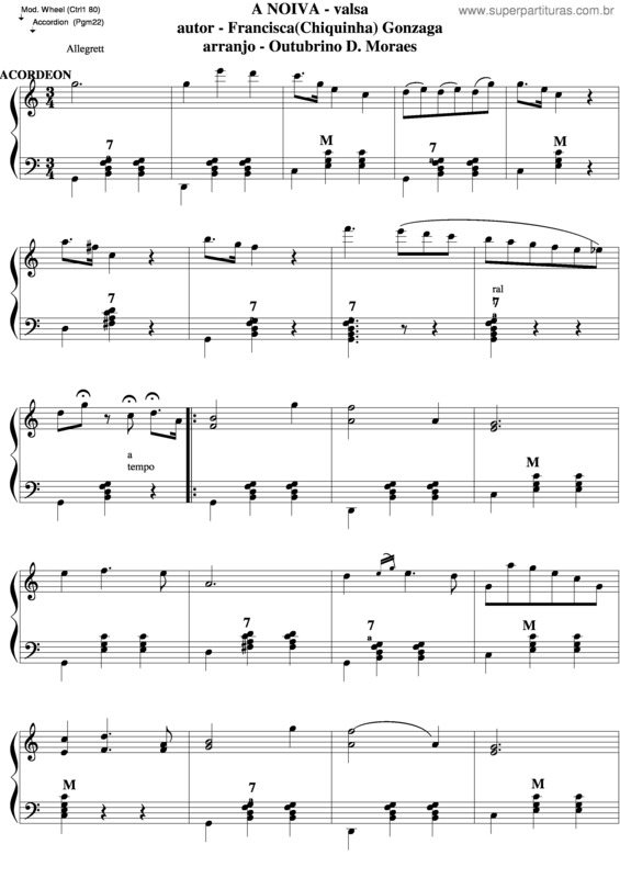 Partitura da música A Noiva