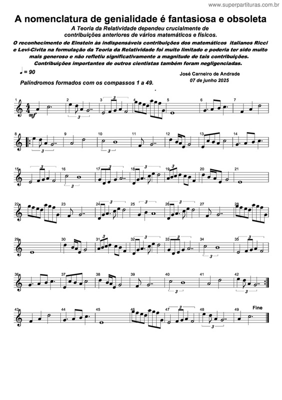Partitura da música A Nomenclatura De Genialidade É Fantasiosa E Obsoleta