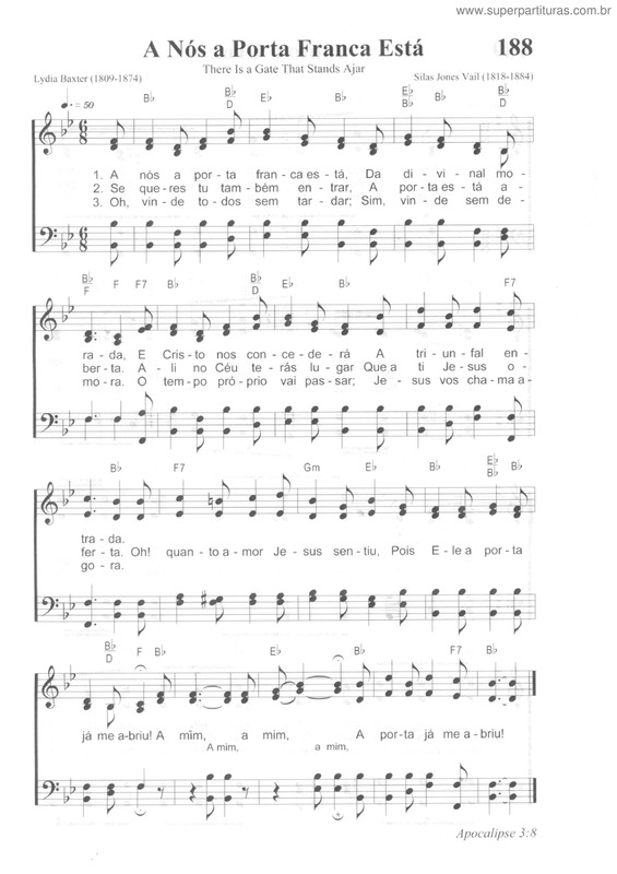 Partitura da música A Nós A Porta Franca Está