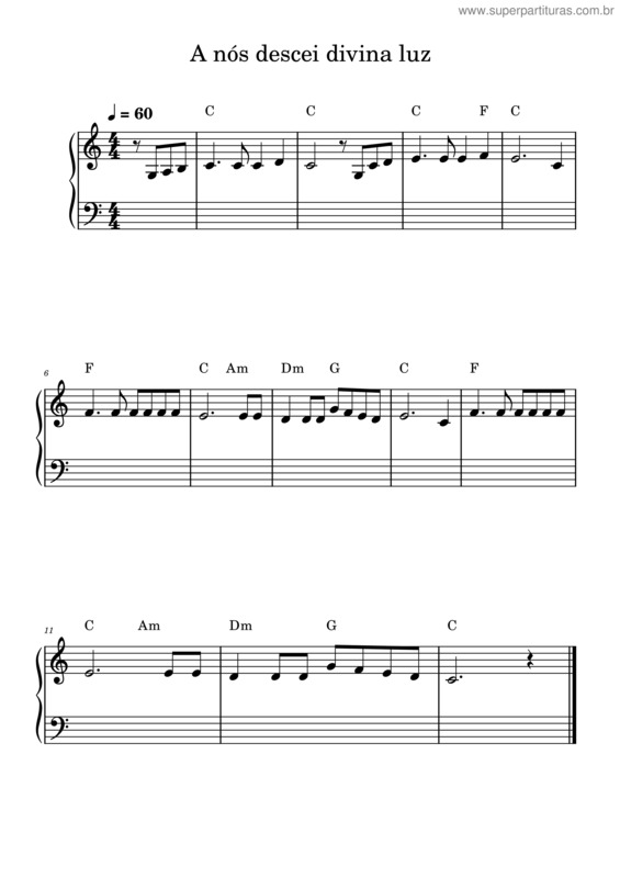 Partitura da música A Nós Descei Divina Luz – Reginaldo Veloso